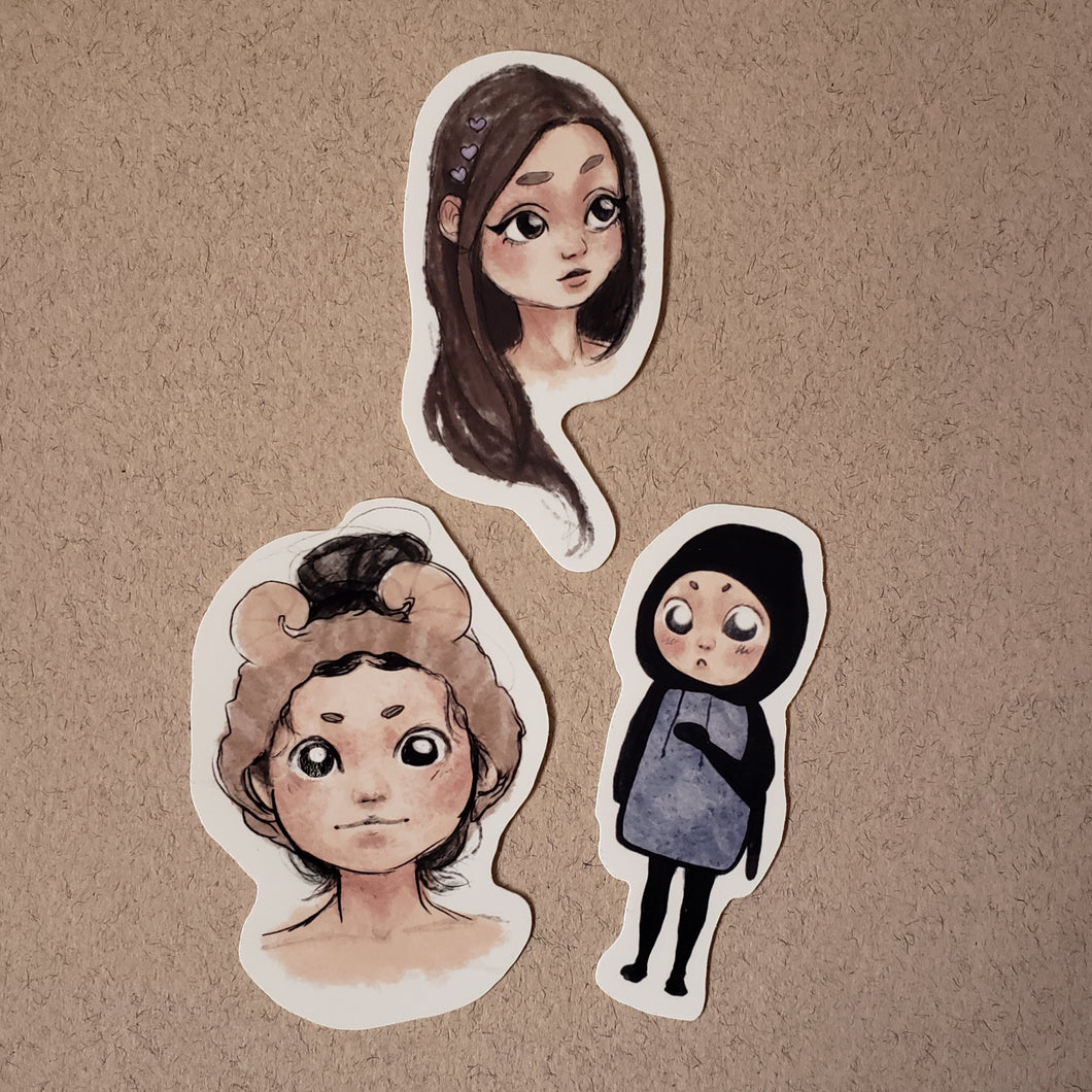 3 Girlies Die-cut Sticker Pack